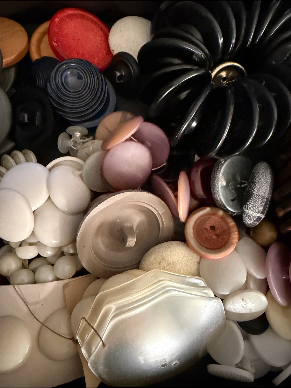 Assorted Vintage Buttons Mix - White, Black, Pink, Tan